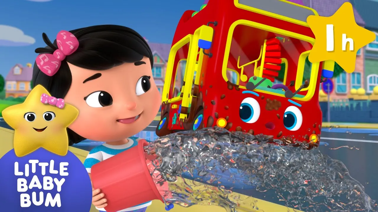 Muddy Puddles Bus Wash Song ⭐ LittleBabyBum Nursery Rhymes - One Hour Baby Songs Mix
